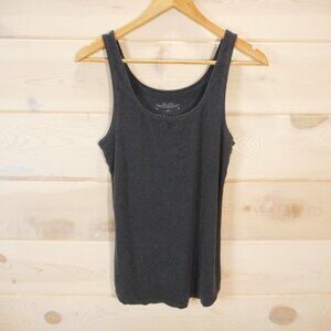 Peruvian Connection Women's L Ribbed Tank Top Pima Cotton Modal Blend Charcoal